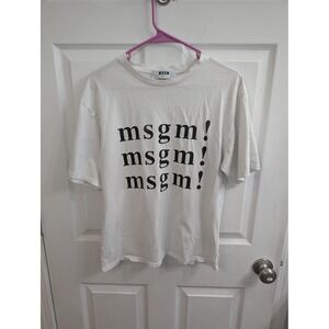 MSGM Milano T-Shirt White Triple Logo Graphic Tee - Size S